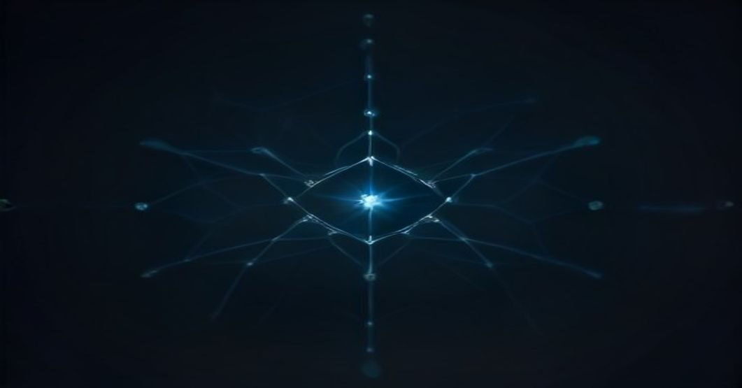 Abstract glowing neural network nodes illustrating ChatGPT search visibility and AI brand recommendations